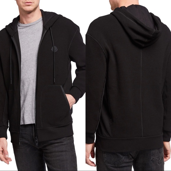 men's waffle knit zip hoodie